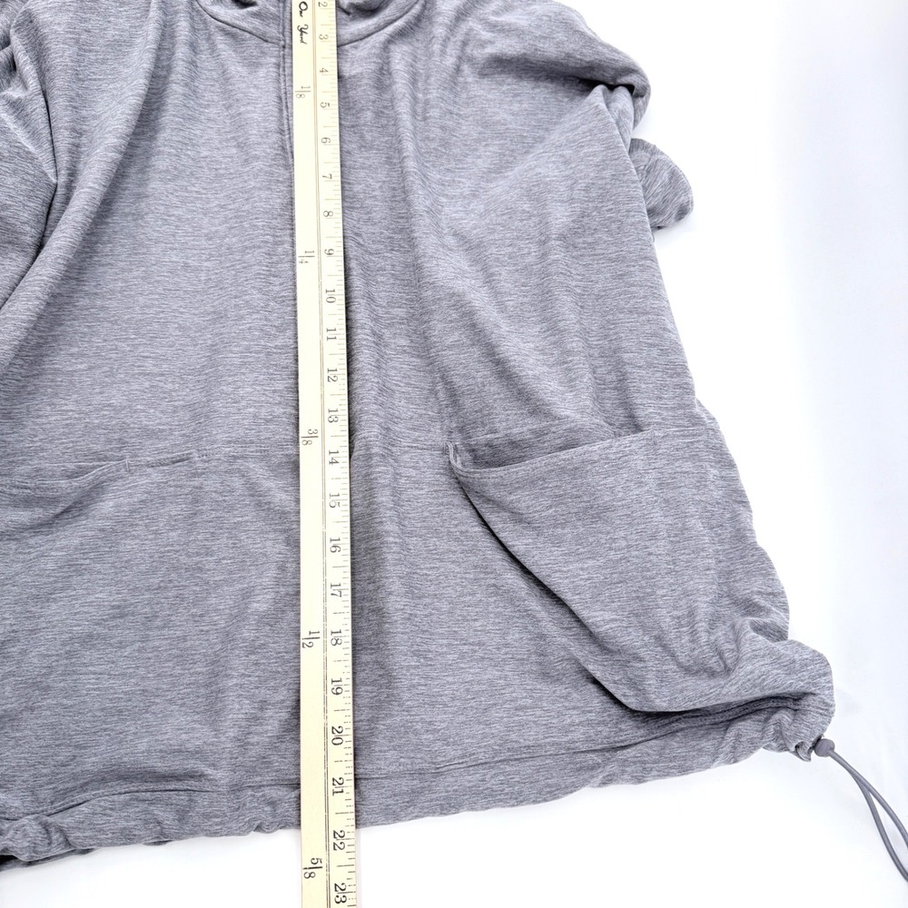 FLX Quarter Zip Pullover Womens Medium Gray Travel Leisure Boxy Drawstring Crop - Picture 10 of 10